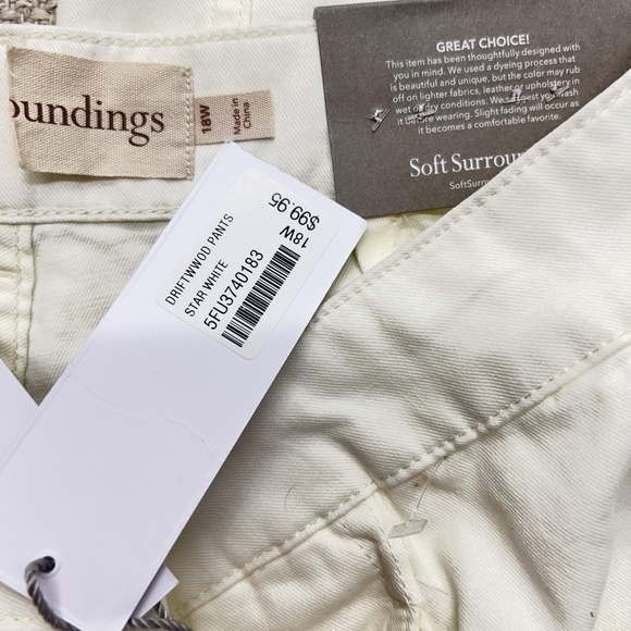 Soft Surroundings Pants Womens 18W Cream White Driftwood Wide Leg Split Hem NWT - Picture 10 of 13